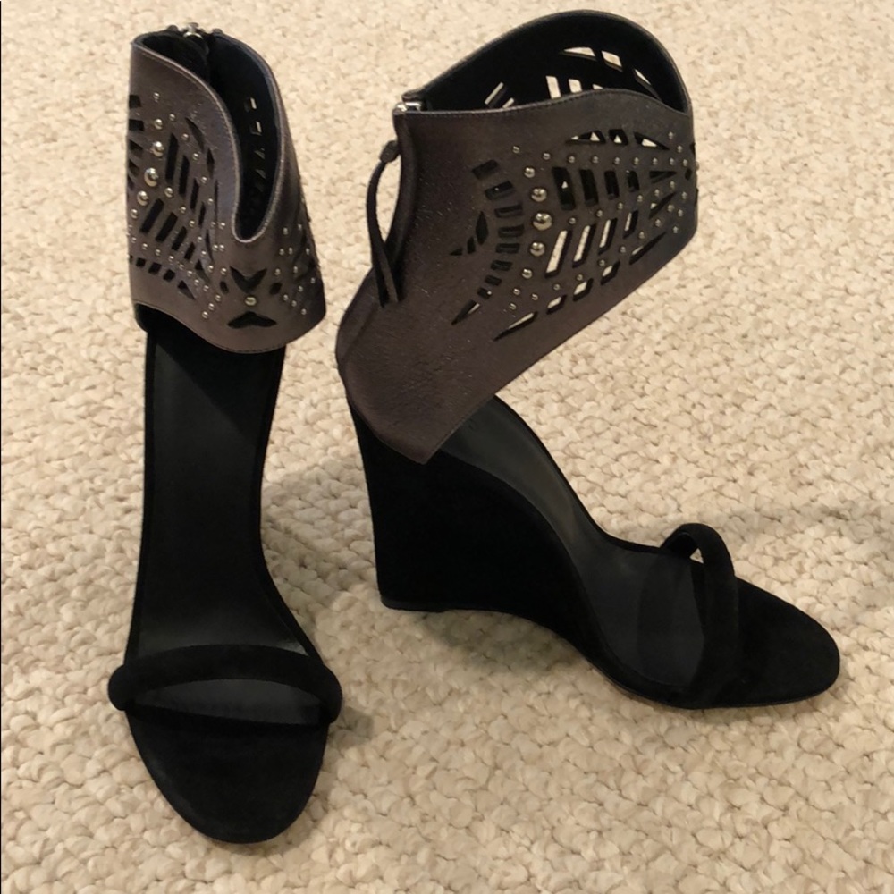 Iro Women’s Black Suede Wedges 38 Made in Italy